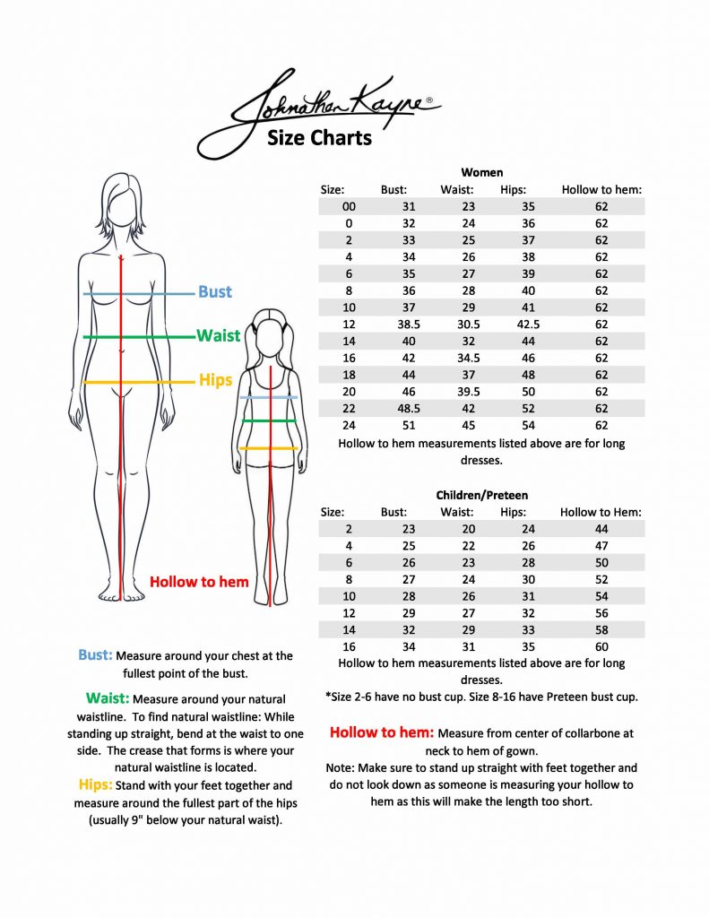 Johnathan Kayne | Size Chart ...