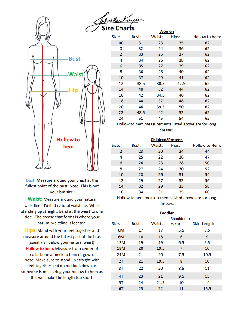 Sizing Charts – Kaye 21 Kids