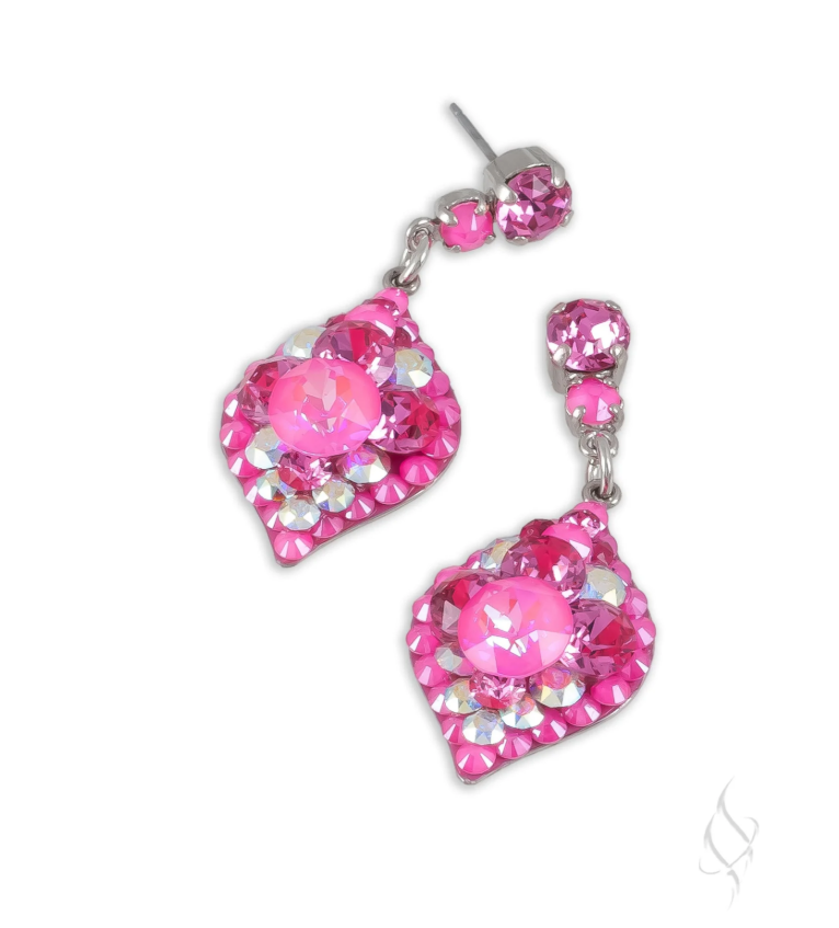 pink pageant earrings, children pageant earrings, stefanie somers, stefanie somer pink pageant earrings for kids