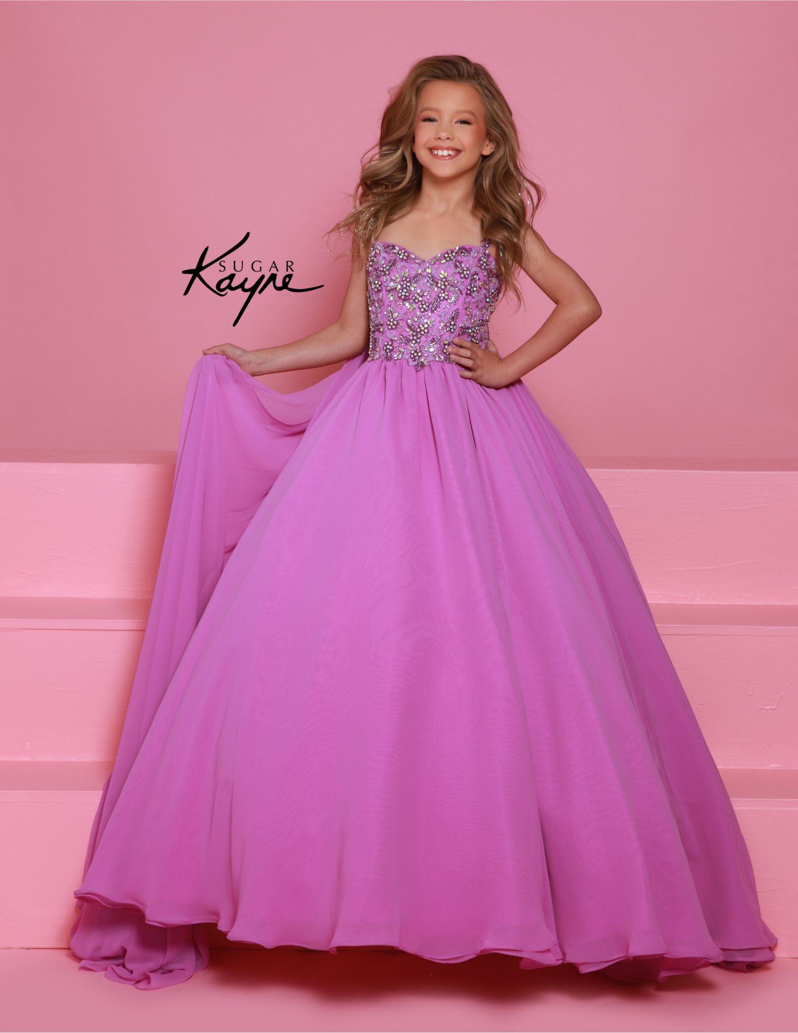 strapless open back dress Purple Sleeveless Flower Girl Dress And Pageant Gown Kid's Princess Dress For Holidays, Purple / 90cm main image 1