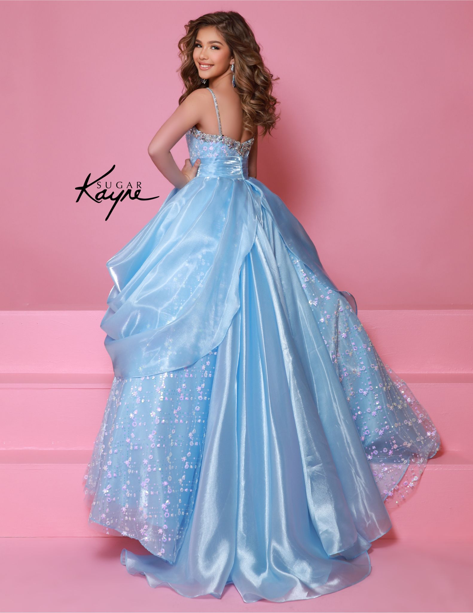 blue dress for baby girl Elegant Teal and Pink Floral Quinceanera Dress Detachable Long Sleeve –  Rosymae