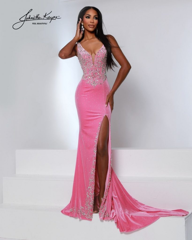 strapless open back dress Strapless Long Pink Sequin Prom Dress with Corset– PromGirl main image 1