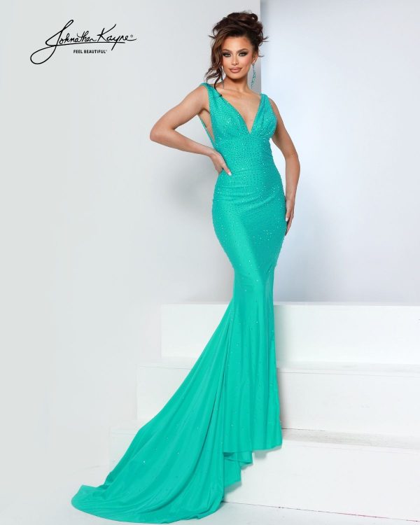 teal floor length dress A-Line Side Slit Teal Long Prom Dress with Pockets – FancyVestido main image 1
